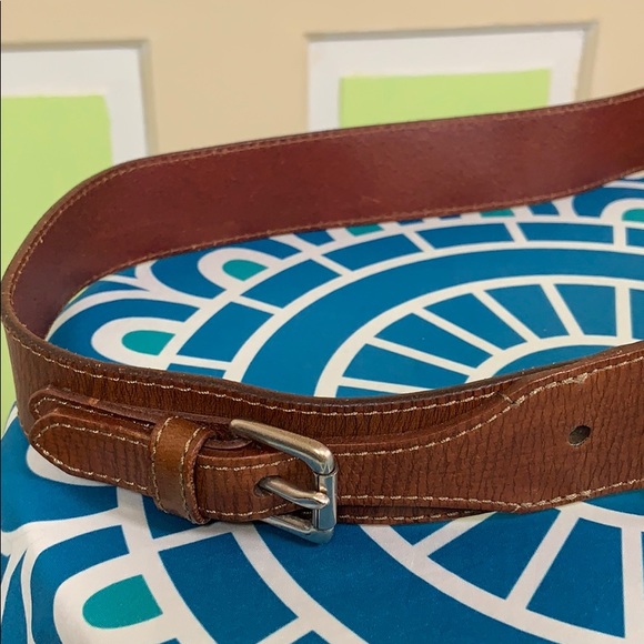 Linea Pelle double buckle belt brown leather MED - Picture 4 of 5